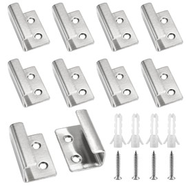 Luomorgo 10 Pcs Tile Display Hanger, Stainless Steel Wall Mounted Hook Fastener Bracket, Heavy Duty for Mirrors, Picture Frame Ceramic Display (Medium Short, Silver)