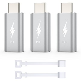 TechMatte 3 Pack Lightning to USB-C Adapter, PD Fast Charging Compatible with Phone 15/Plus/Pro/Pro Max and More Type C Devices, Support Data Transmission, Not OTG, Silver