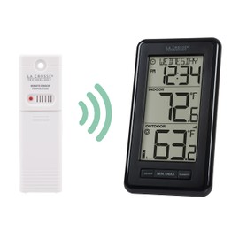 La Crosse Technology 308-43647-INT Digital Black Wireless Thermometer with Indoor Humidity, LCD