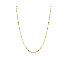 10K Solid Gold Mirror Chain Necklace, 1.8MM Dainty Yellow Gold Italian Mirror Link Chain Necklace Jewelry Gift for Women 8" (18 Inches)
