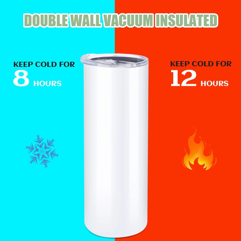 HTVRONT 12Pack Straight Sublimation Tumblers Bulk Blank 20oz Stainless Steel