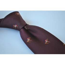 Frederick Thomas maroon tie with horse racing design