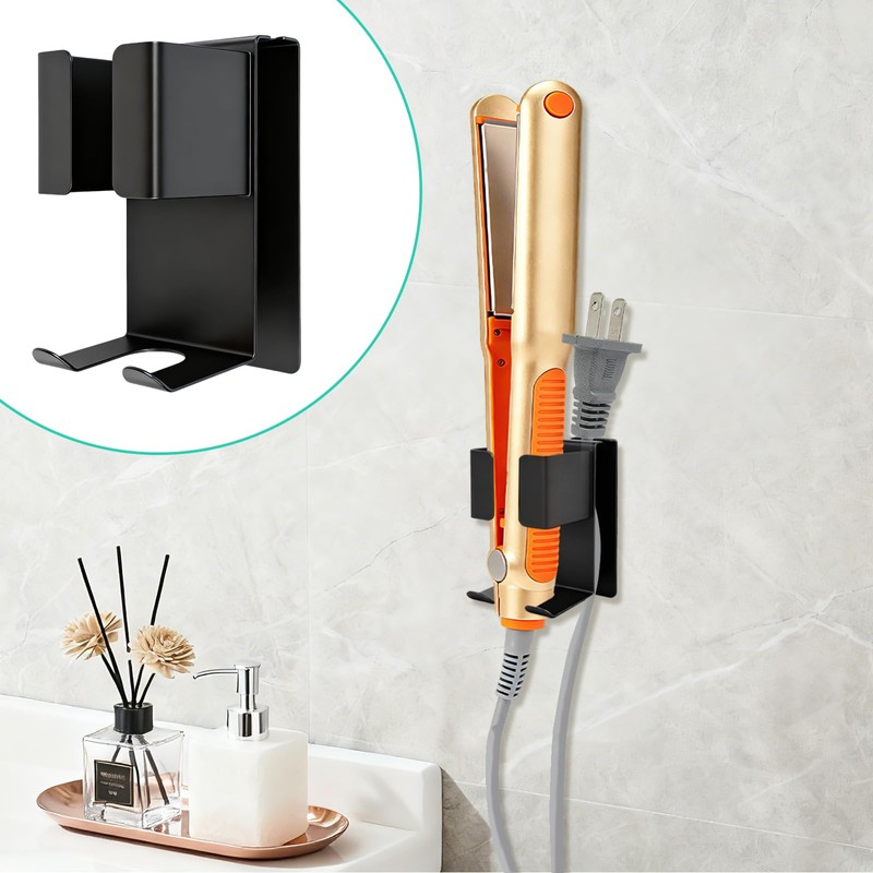Teadokly Stainless Steel Wall-Mounted Hair Straightener Holder, Curling Iron Holder