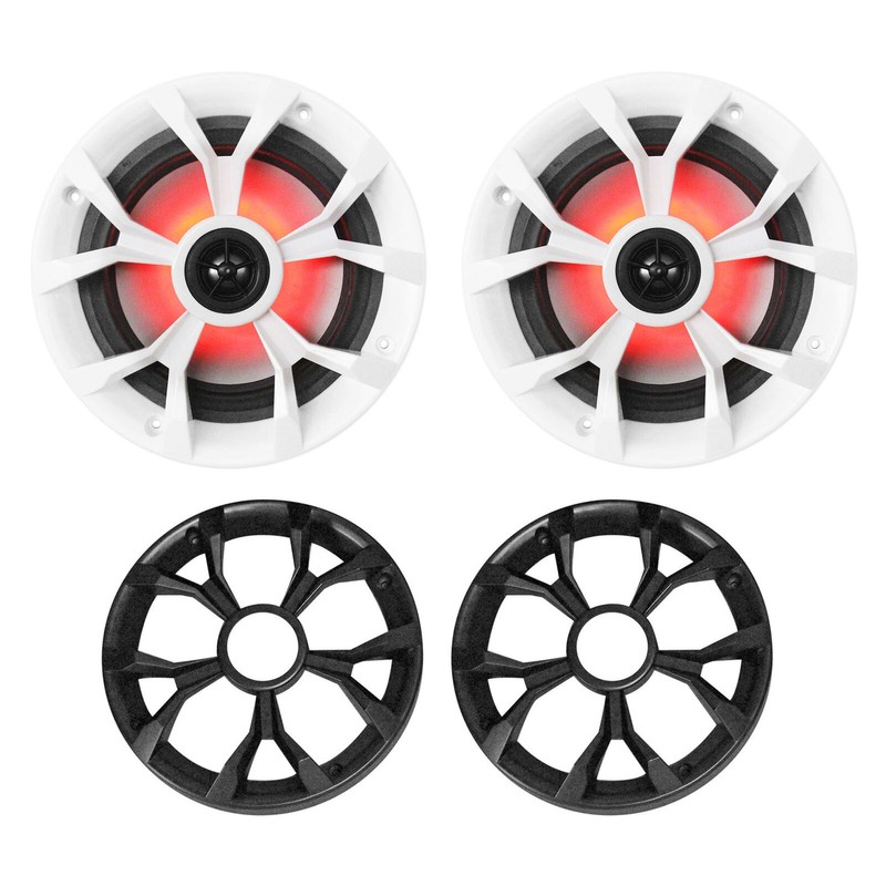 Rockville (4) Rockville RKL65MBW 6.5" 700w Marine Boat Speakers w/LED+Black/Wh