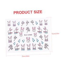 Beavorty 10 Sheets Easter Bunny Nail Stickers DIY Nail Decals Accessories Random Style
