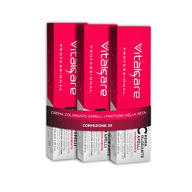 Vitalcare Professional Permanent Colouring Hair Dye Cream Hair Dye with Silk Proteins and Keratin No. 3/00, Dark Brown, 3 x 100 ml