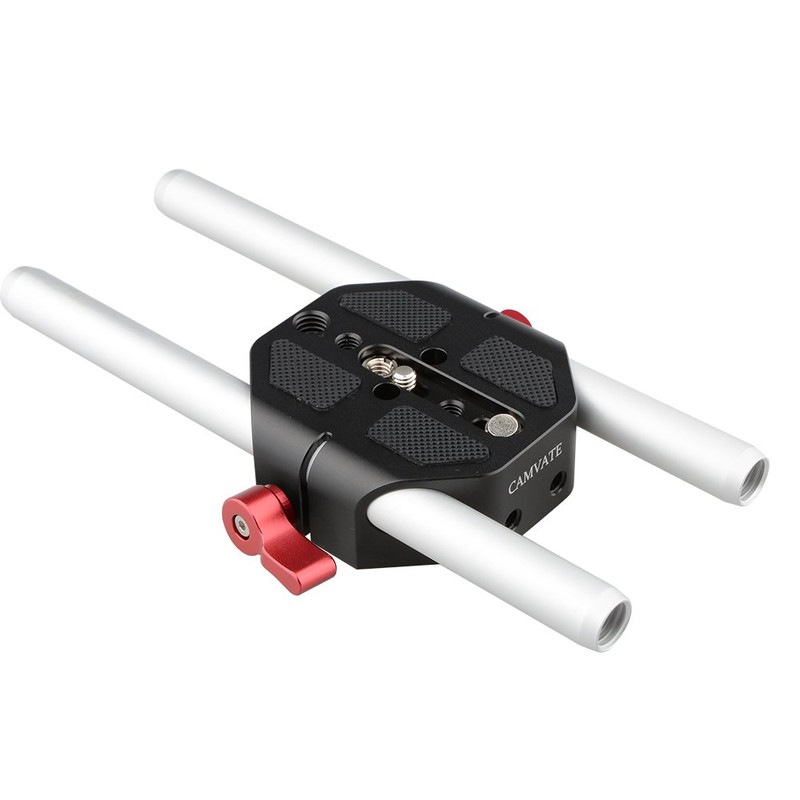 CAMVATE Camera 15mm Rod Type Universal Baseplate for Canon C100/300/500(Red)