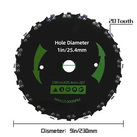 Upgrade 9" x 20T Chainsaw Tooth Brush Cutter Blade & 10" x 80T Carbide Tip Brush Cutter Blade with The Universal Adapter Kit for Cutter, Trimmer, Weed Eater(2-Set)