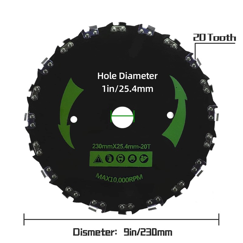 Upgrade 9" x 20T Chainsaw Tooth Brush Cutter Blade &