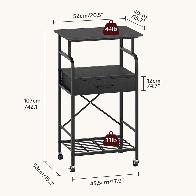 MAHANCRIS Tall Printer Stand, 3 Tier Printer Cart with Storage,