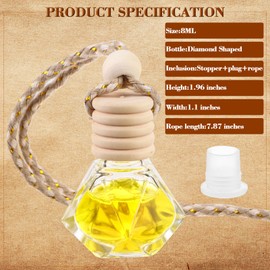 50pcs 8ml Hanging Car Air Freshener Empty Clear Glass Essential Oil Aromatherapy Fragrance Perfume Pendant Glass Vials with Wooden Caps Hanging String Car Diffuser Bottles
