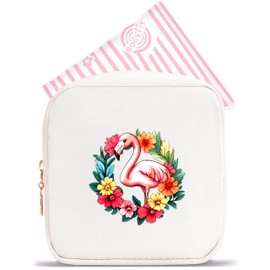 BJDAMAI Flamingo Mini Makeup Bag, Flamingo Gift For Women Girls, Cute Portable Zipper Pouch Cosmetic Bag For Teen Girls Kids, Small Storage Bag For Sanitary Pad, Period napkin bag!