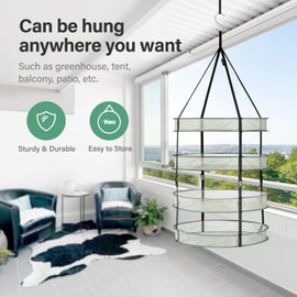 YSSOA Herb Drying Rack Hanging 4 Layer 24'' with Detachable Design & Hook, Dry Mesh Folding Basket Dryer for Plants, Herbs, Seeds and Buds in Grow Tent, Closet, Hydroponics, Garden Outdoor