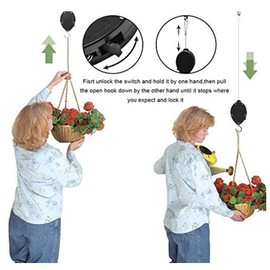 Plant Pulley Hanger, Retractable Plant Hook Pulley Adjustable Heavy Duty Plant Hanging Pulleys for Garden Baskets Bird Feeder with Metal Ceiling Hook