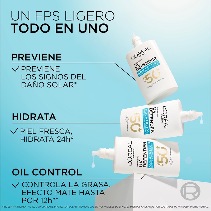L'Oréal Paris Protector Solar Diario FPS50+ UV Defender Aquafusion, Protector