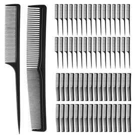 Qinyoung 100 Pcs Combs Bulk for Women 50 Rat Tail Comb and 50 Wide Fine Teeth Comb Hair Combs Set for Teasing Sectioning Styling Wedding Braiding Salo