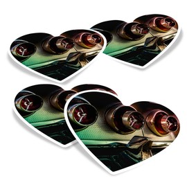Vinyl Heart Stickers (Set of 4) 10cm - Vintage Muscle Car Stop Tail Lights for Laptops, Tablets, Luggage, Scrap Booking, Fridges #53525