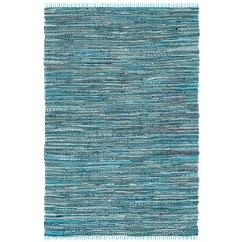 Safavieh Rag Rug Collection RAR127C Hand Woven Turquoise and Multi Cotton Area Rug (2'6" x 4')