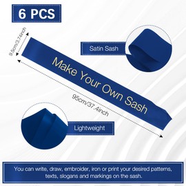 Sash 6pcs Blank Sash Royal Blue Satin Sashes Retirement Sash Birthday Sash Plain Sash DIY Sash Party Accossories Sash Unprinted for Birthday Hen Party Wedding Homecoming Prom Baby Shower Graduation