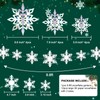 24 Pcs Winter Christmas Hanging Snowflake Decorations, 12PCS Hanging 3D