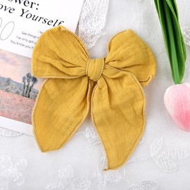 Yellow Bow Hair Clip Accessories for Women Girls Large Hair Bows for Girls Women French Barrette Hair Clips Bowknot Hairpin for Adults Styling Bow Bobby Pins for Children Kids Yellow Hairpins