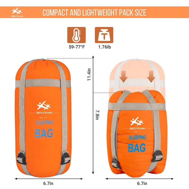 BESTEAM Ultra-Light Warm Weather Sleeping Bag, Outdoor Camping, Backpacking &