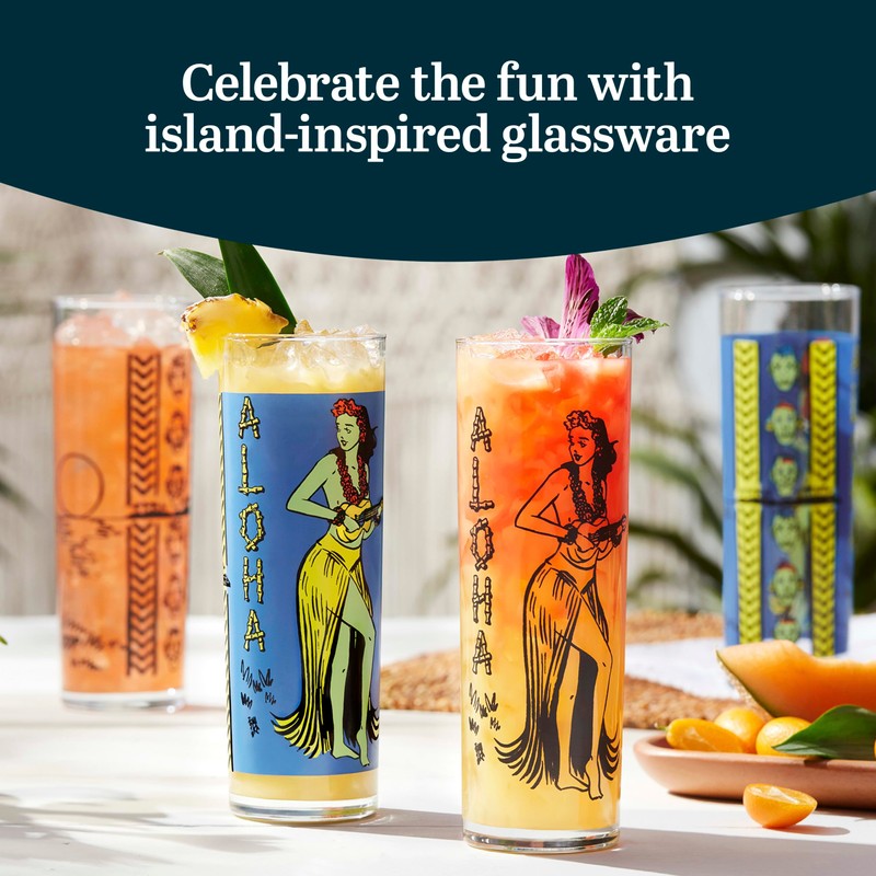 Libbey Tiki Kahiko Zombie Glass, Blue, 13.5 ounce, Set of