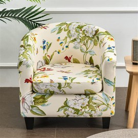 Highdi Pack of 2 Armchair Covers with Elastic Stretch Cover, Club Chair Protective Cover Sofa Cover with High Stretch Armchair for Club Chair Lounge Chair Cocktail Chair (Spring Flower)