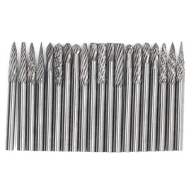 20Pcs Tungsten Carbide Burr Set Cutter Bit Cone End Mill Single Double Pattern 1/8in Shank