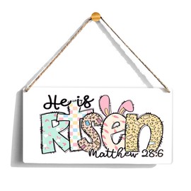 Funny Jesus Easter Decorations Religious Christian Gifts For Women Wood Box Sign He Is Risen Easter Door Decorations Easter Home Decor Desk Shelf Wall Art Decor