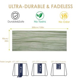 GIVERARE 3 Pack Table Runner Cheesecloth, 35x120in Gauze Boho Rustic Tabletop, 10ft Washable Cheese Cloth Table Runners, Easy to Clean Premium Dresser Cover for Wedding, Decor, Home, Art (Sage Green)