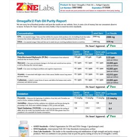 Omega 3 RX La Zona Dr. Sears – 2400mg EPA+DHA por 4 Cápsulas – 120 Cápsulas – Pureza Ultra Baja en PCB (<2 ppb) – Omega-3 de Anchoas y Sardinas Silvestres – Fresco y de Alta Potencia