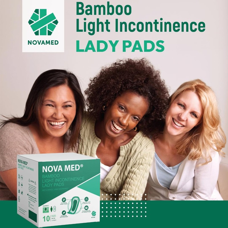 Nova Med Bamboo Light Incontinence Pads - Premium Absorbent Inco