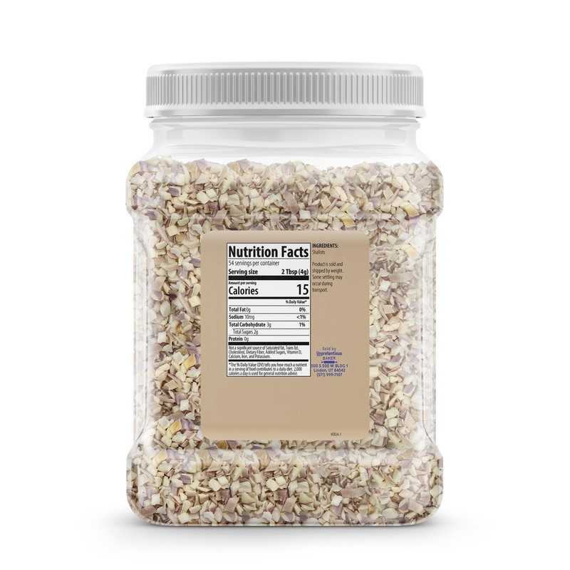 Unpretentious Freeze Dried Shallots, 7.65 oz, Flavorful, Food Storage, Bulk