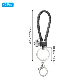 PATIKIL Keychain Bracelet, 2 Pack Woven Leather Wristlet Keychain for Women and Men Handmade Keyring Holder for Car Keys, Bag Decoration,Black