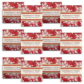 Greenwich Bay Mini Botanical Soap Bars – 12 Pack 1.9 oz Each – Individually Wrapped Guest Soaps for Airbnb, Spa, Travel, Bath – Travel Size Bar Soap Set, Peppermint Frost