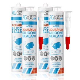 ag adhesive guru Aquarium Silicone Sealant Clear (10.5 fl oz), 100% Non-Toxic for fish 4 pk