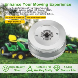 yourour AM133924 Double Deck Drive Belt Tightener Pulley Fits for LX280 LX288 LX289 GX255 GX325 GX345 GX355 48In & 54In Deck