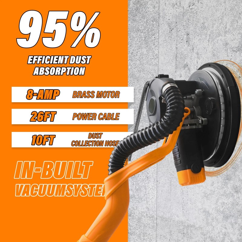 POPBULL Drywall Sander 1050W Electric Disc Sander w/ Vacuum Dust
