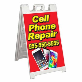Cell Phone Repair (24" X 36") Standard A-Frame Signicade, Includes Decal Applied to Stand
