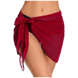 a917 Women's Short Gauze Beach Dress Bikini Cover-up - Sheer Chiffon Wrap Swimwear Blouse, Free Size Size/Black 10ea