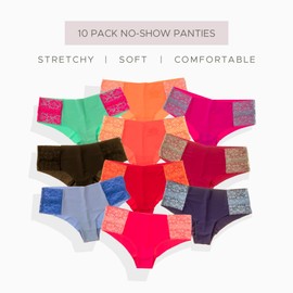 Pretty Sweet IntimatesWomen’s Laser Cut Cheeky Bikini Underwear, Pack of 10, Seamless and No Show with Lace