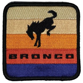 Ford Bronco Stripes Logo Embroidered Patch 3 inch x 3 inch | Heat Seal Patch for Clothes, Jean Jacket, Black Backpack, Hat, Jackets, and More