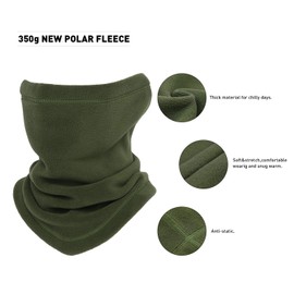 Oscenny Neck Gaiter Face Mask Adjustable Drawstring Thick Stretch Anti-Static Polar Fleece Washable Good Stretch Neck Warmer for Chilly Weather for Men Women Skiing Cycling Motorcycle(Amy grenn)