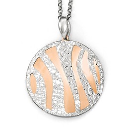 Solid Sterling Silver Rose-Tone Diamond-Cut with 2in ext. Necklace Chain 16"