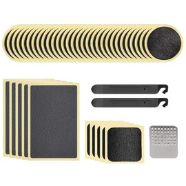 Mobi Lock Self-Adhesive Bicycle Tire Repair Kit (40 Pieces) – Glueless Bike Tube Patches in Round, Square, and Rectangle Shape - Includes 2 Tire Levers, 1 Metal Rasp