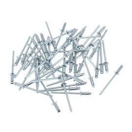 RATCHROLL 50 Pcs Open End Large Flange Blind Rivets 3.2mm Grip Diameter 10mm Grip Length 6mm Flange Diameter Silver Tone Iron