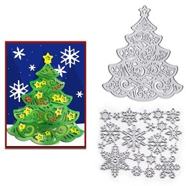 Estivaux Christmas Trees Snowflake Die Cuts for Card Making, Winter Holiday Snow Cutting Dies Sets Xmas Tree Star Dies Stencils Embossing Template for Scrapbooking DIY Cards Album Crafts Supplies