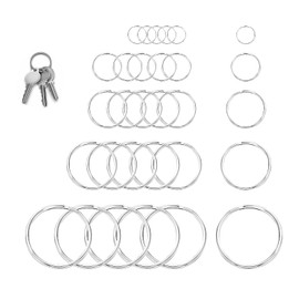 Pack of 25 Round Key Rings, Stainless Steel Key Ring Large Key Rings, Split Rings for Key Ring, Jewellery Crafts (12/15/20/25/30 mm)