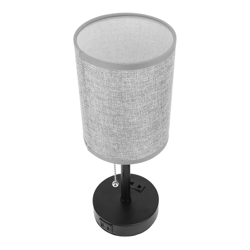 LED Table Lamp Fabric Lampshade USB A and USB C